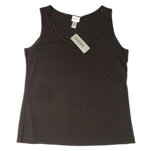 New Chico’s Chocolate Brown Fudge Venus Knit Satin Minota Tank Top SIZE L